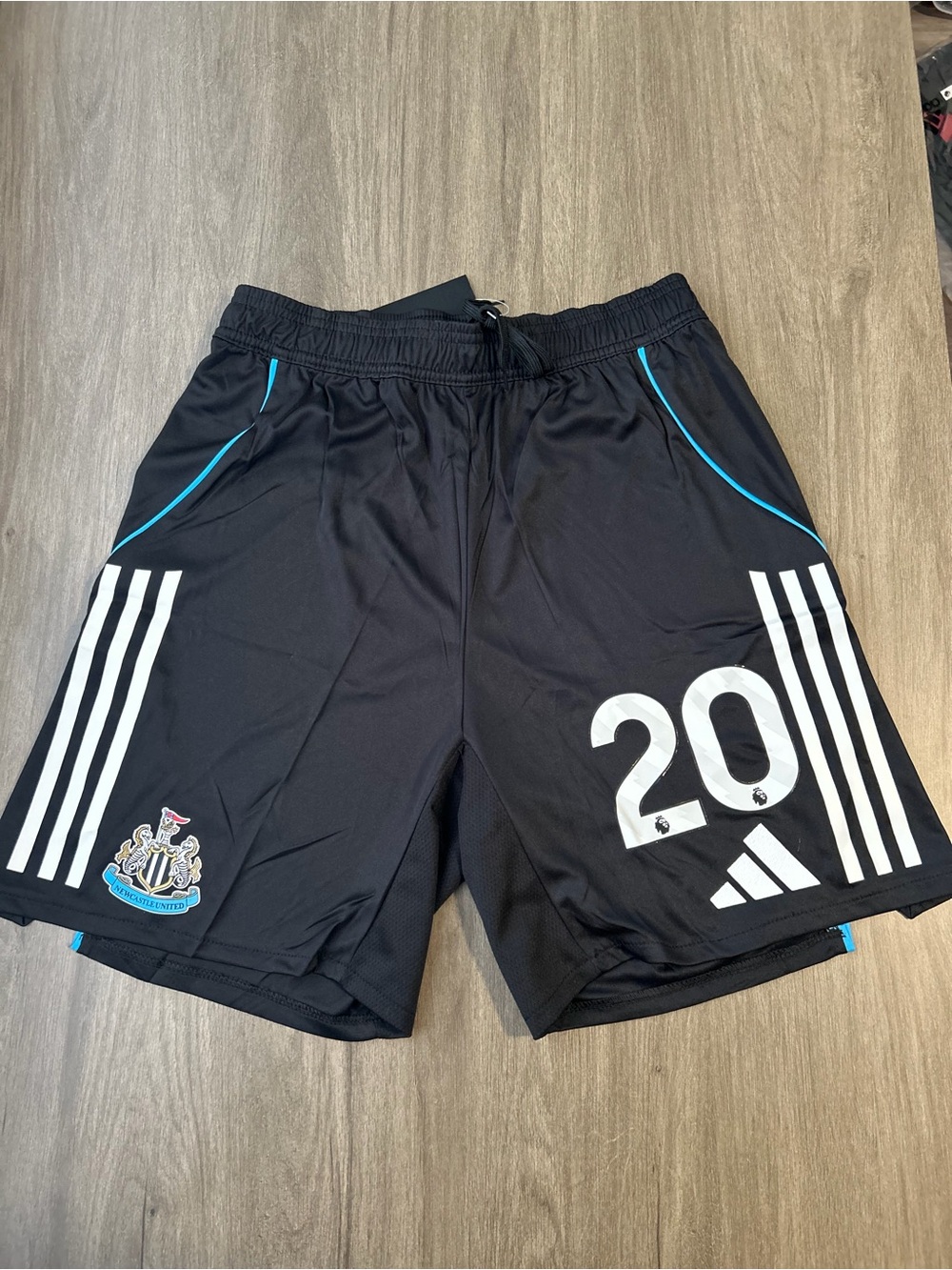 adidas Black Athletic Shorts with Blue Trim and #20